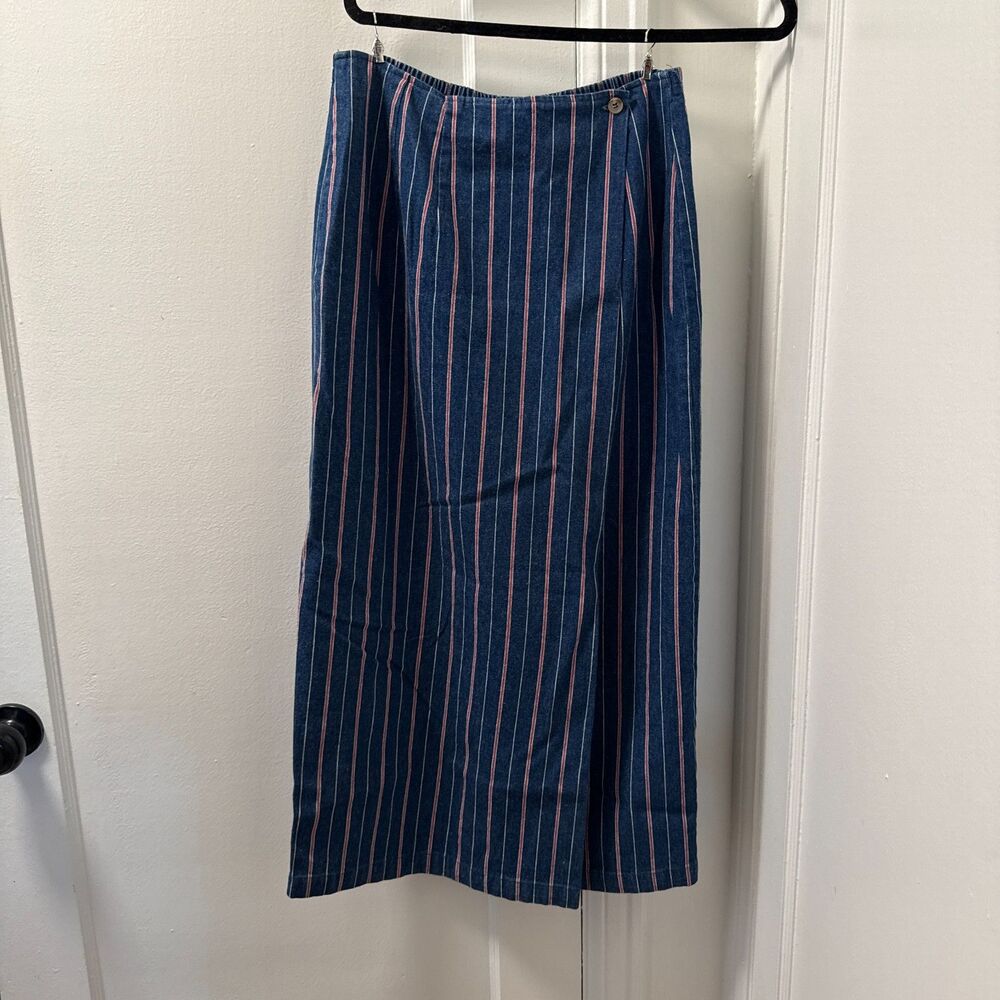 Vintage 1980's Striped Denim Faux-wrap Skirt